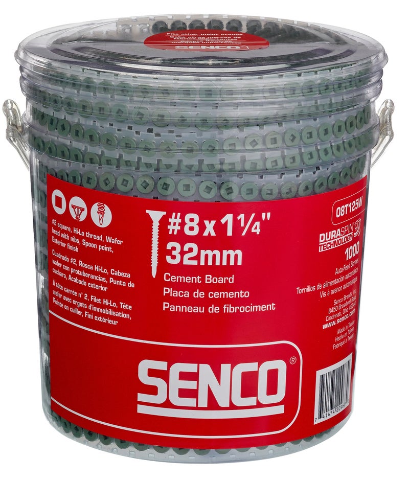 Senco 08T125W DuraSpin #8 x 1-1/4-inch, Cement Board Collated Screw, 1,000 Ct. - Image 1
